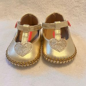 Baby Girl Shoes Color Gold Size #4 1/2 Used
